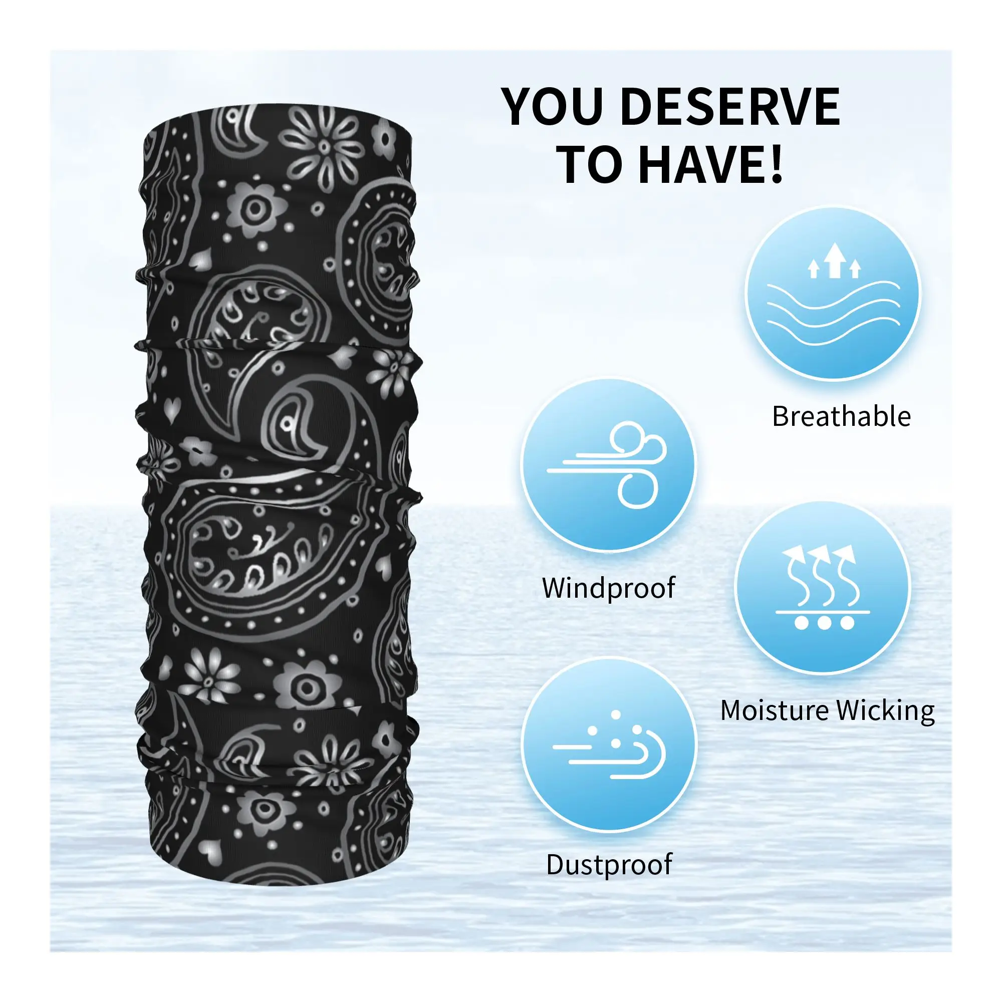 New Silver Black Paisley Desig - Neck Warmer Balaclava recension och pris