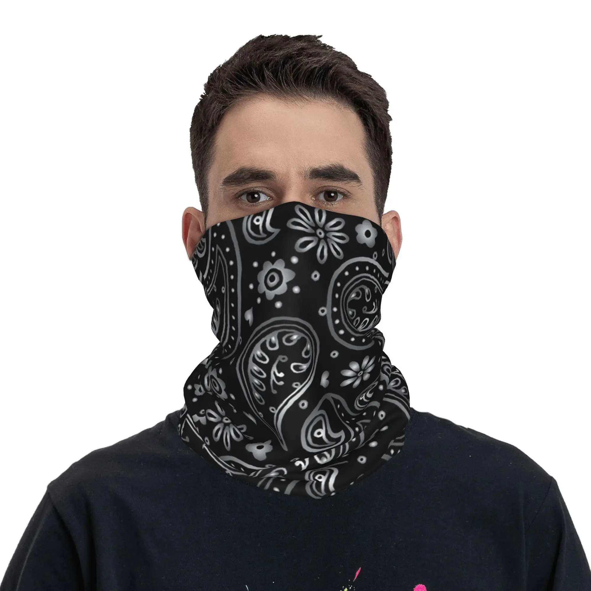 New Silver Black Paisley Desig - Neck Warmer Balaclava recension och pris